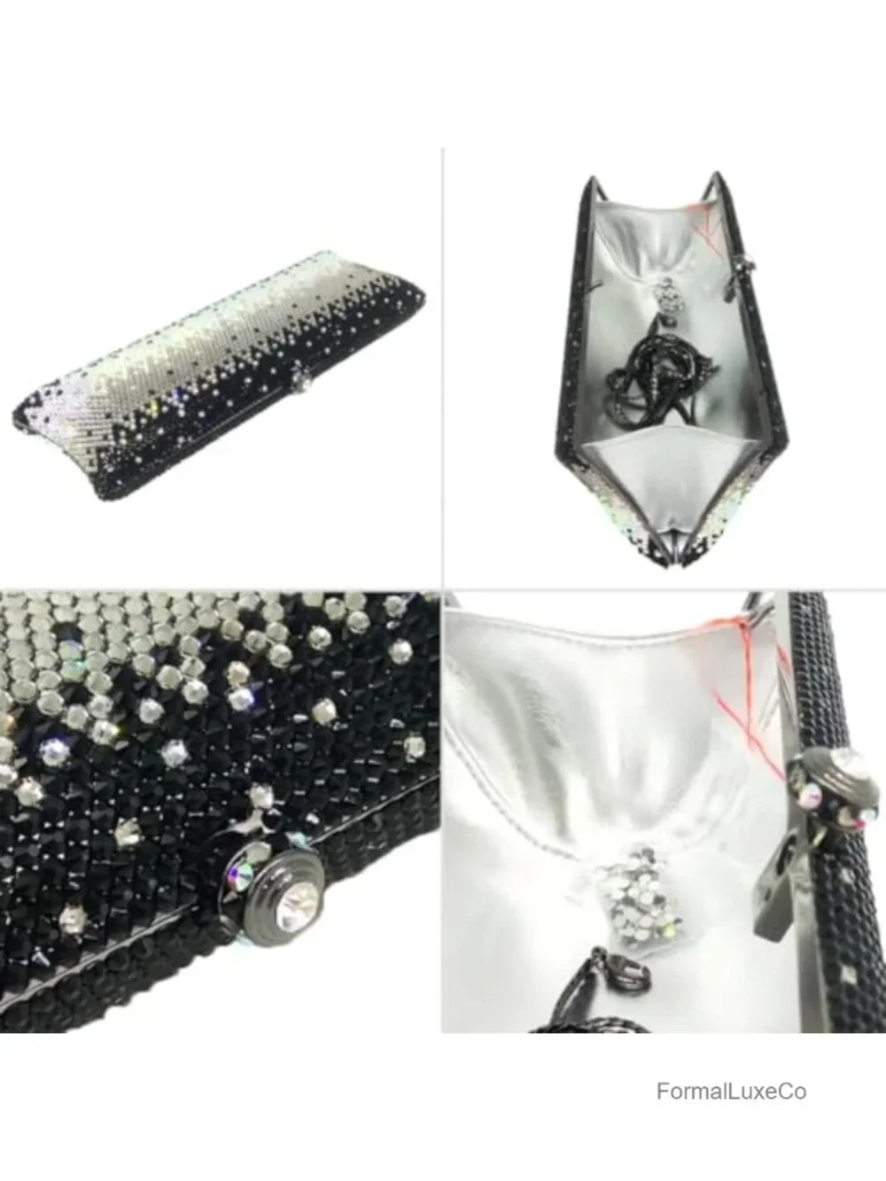 Crystal Rhinestone Clutch Evening Minaudiere with Detachable Chain Straps